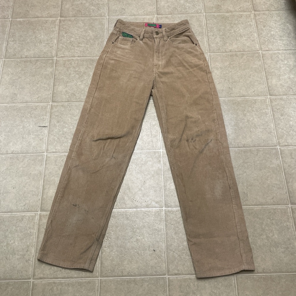 SIZE 0 EMPYRE SKATE KHAKI CORDUROY PANTS / WORN